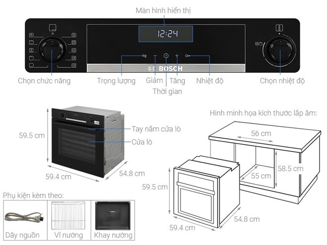 Lò nướng serie 6 Bosch HBA5360B0K biến bạn thành đầu bếp chuyên nghiệp