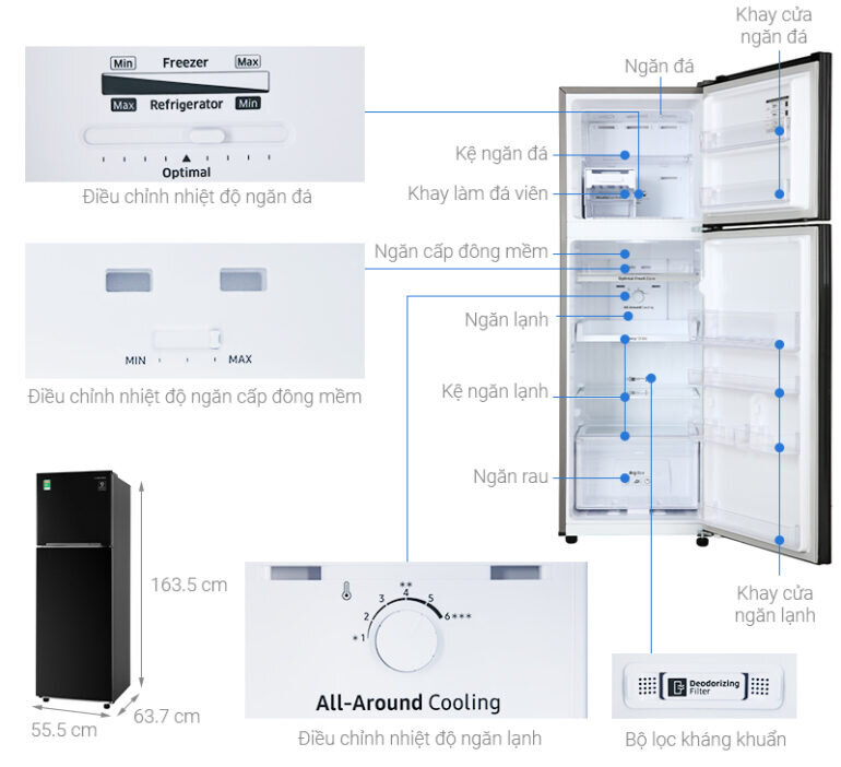 Tủ lạnh Samsung Inverter 256 lít RT25M4032BU/SV - Giá tham khảo: 10.6 triệu vnd