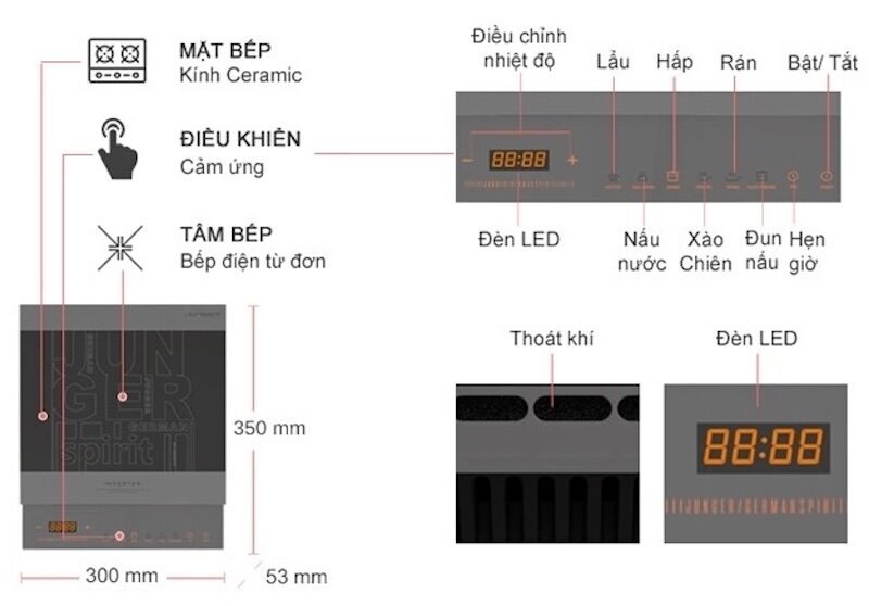 Bếp từ đơn Junger CEJ-105-I mang đến trải nghiệm nấu nướng tiện nghi, nhanh chóng
