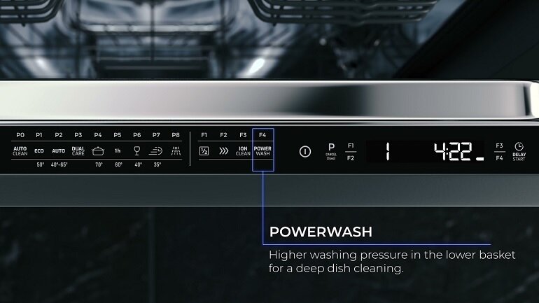 Chọn nút Power trên máy rửa bát Teka DFS 26610 SS