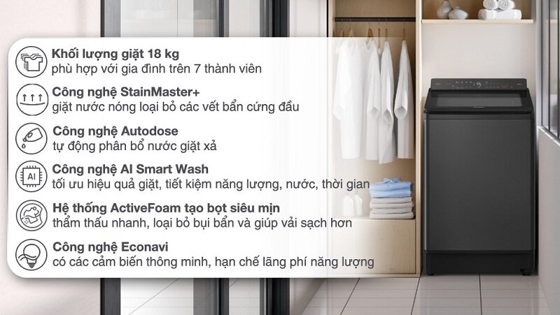 So sánh chi tiết máy giặt Panasonic Inverter 18 kg NA-FD180W3BV và Aqua AQW-DR180UHT PS