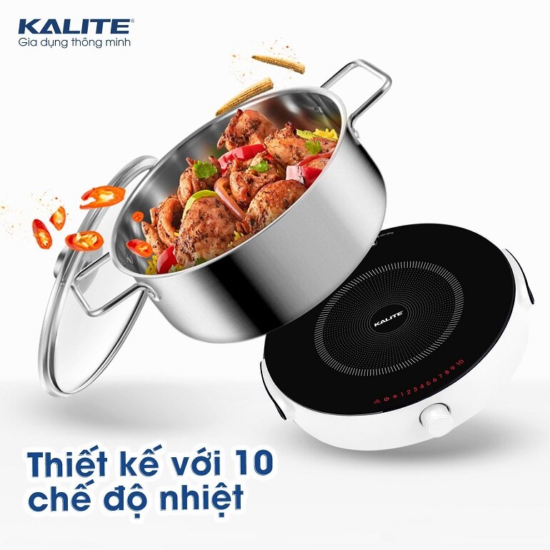 Bếp từ đơn Kalite có 10 mức gia nhiệt cùng công suất lên đến 2000W