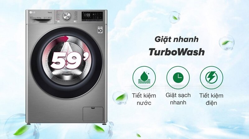 Máy giặt LG 10.5 kg FV1450S3V tuy đời cũ nhưng 