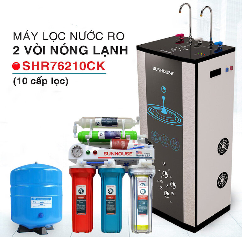 Máy lọc nước Sunhouse shr76210ck 10 lõi được trang bị 10 lõi lọc có khả năng bổ sung các khoáng chất cần thiết có lợi cho sức khỏe.