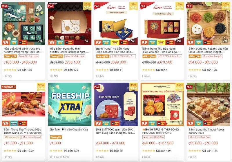 Các cửa hàng bán bánh trung thu online thường có sự đa dạng về chủng loại, mẫu mã