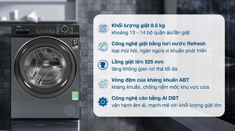 Máy Giặt Lồng Ngang Giá 5 Triệu Aqua Aqd-A852J Bk