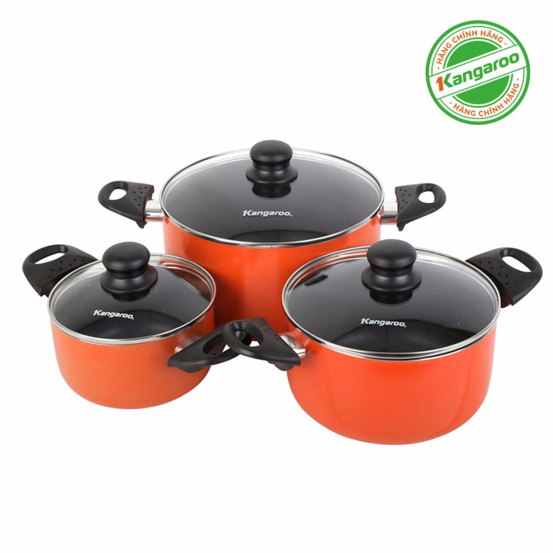 Bộ 3 nồi nhôm chống dính đáy từ Kangaroo KG932