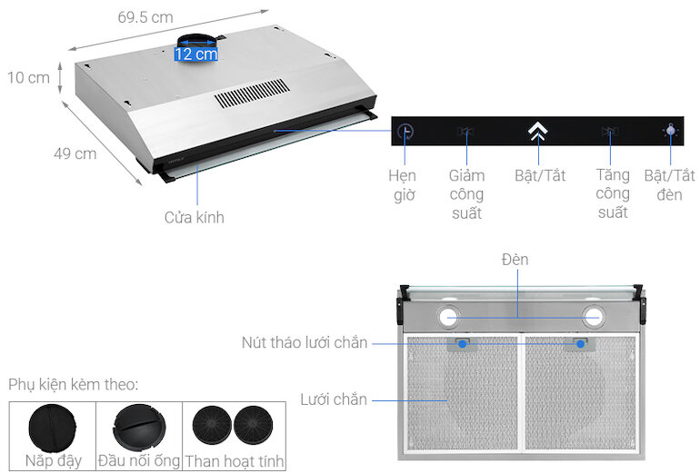 Máy hút mùi âm tủ Hafele HC-BI70B