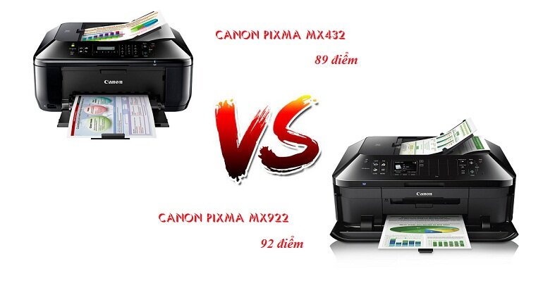 Điểm đánh giá của máy in Canon Pixma MX432 và máy in Canon Pixma MX922