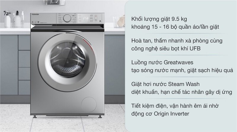 TOP 5 máy giặt Toshiba cửa ngang 9kg đến 9.5kg năm 2025
