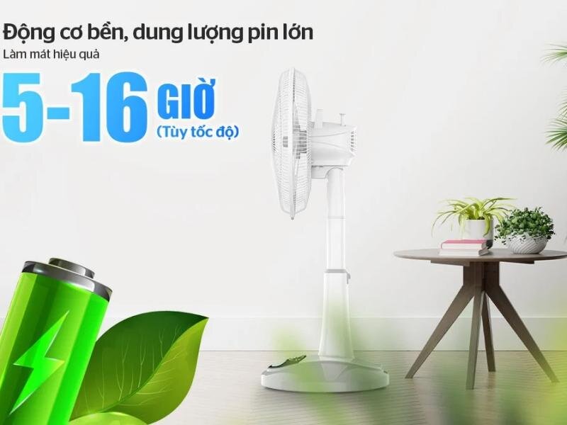 Thời lượng pin của quạt tích điện Sunhouse SHD7228