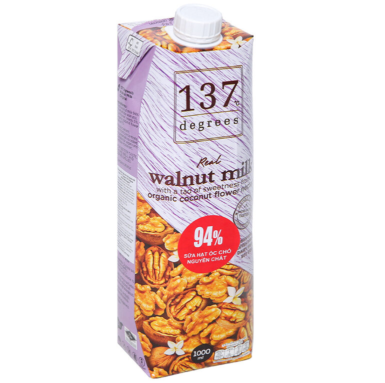 137 Degrees walnut milk has a high nut content in the nut milk, accounting for 94% of the milk content. 