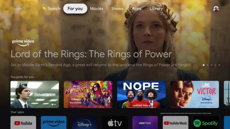 Hệ điều hành Google TV quen thuộc, dễ dùng