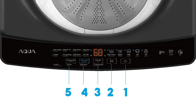 Hướng dẫn sử dụng máy giặt Aqua 8 kg AWM8-316K(B) chi tiết cho người mới