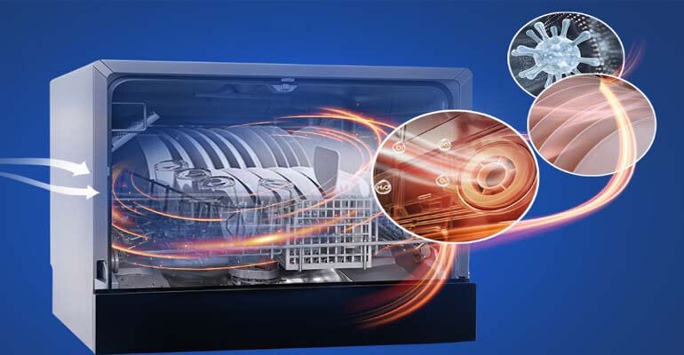 Chức năng sấy khô trên máy rửa bát có khả năng làm khô nhanh và giúp diệt khuẩn lên đến 99% Chức năng sấy trên máy rửa bát