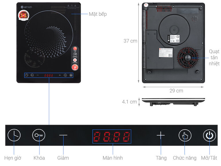 Hệ thống tính năng tiên tiến của bếp từ Elmich ICE-3874. 