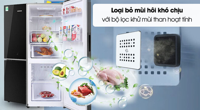 Công nghệ Deodorizer giúp lọc bỏ mùi hôi khó chịu trên tủ lạnh Samsung RB27N4010BU/SV