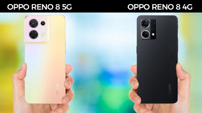 so sánh oppo reno8 5g và reno 8 4g thiết kế