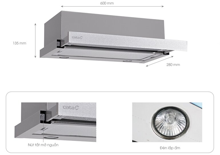 Máy hút mùi Cata TF-2003 Duralum 600