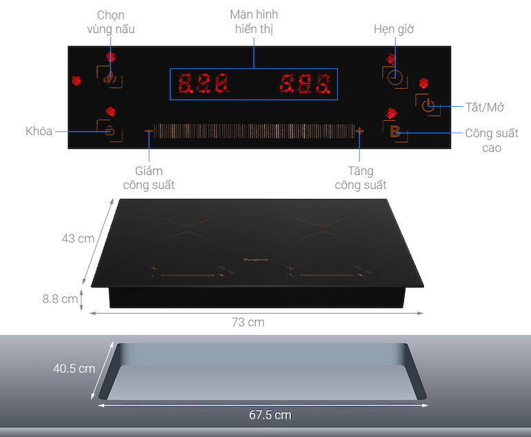 Bếp âm Kangaroo KG859i với khóa bảng tinh chỉnh khi dùng tiếp tục thực hiện vô hiệu hóa toàn cái bàn phím.