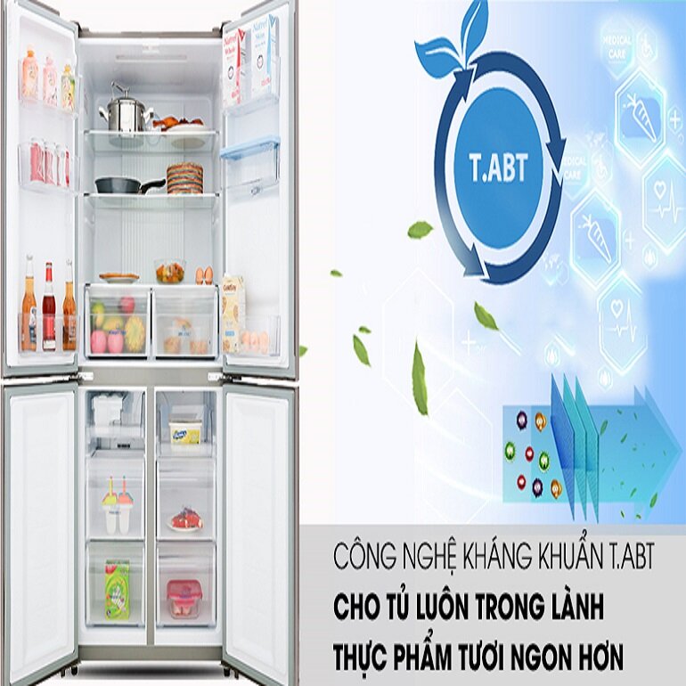 Tủ lạnh 4 cửa 511L AQUA AQR-IGW525EM (GP) Inverter với công nghệ tiệt trùng T.ABT