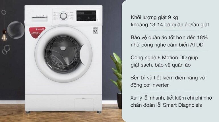 Máy giặt LG 9 kg FM1209S6W