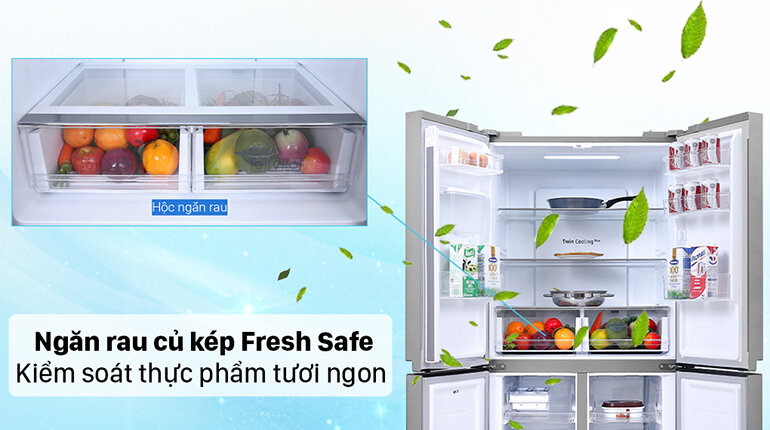 Ngăn rau quả giữ ẩm Fresh Zone trên tủ lạnh Samsung Inverter 488 lít RF48A4010M9/SV
