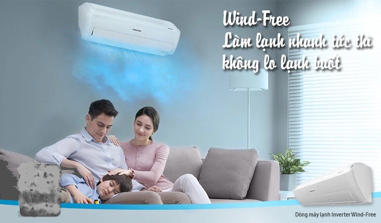 Công nghệ Wind-free giúp điều hòa Samsung không tỏa nhiệt lạnh buốt