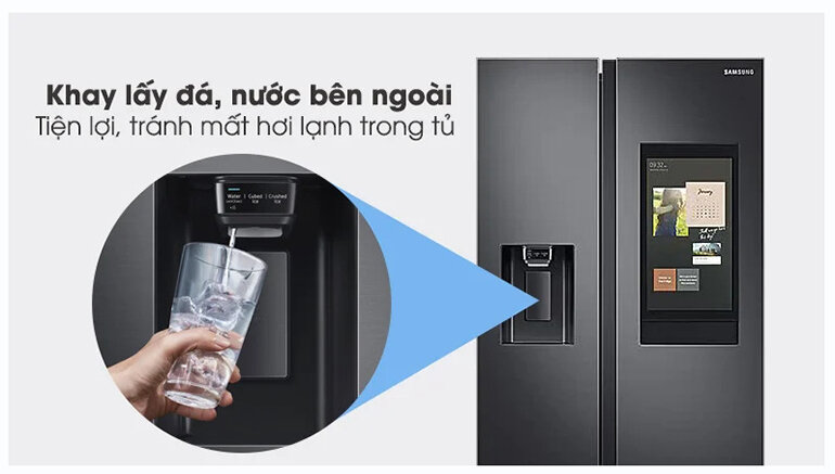 Ngăn đá và lấy nước bên ngoài của tủ lạnh thông minh Samsung
