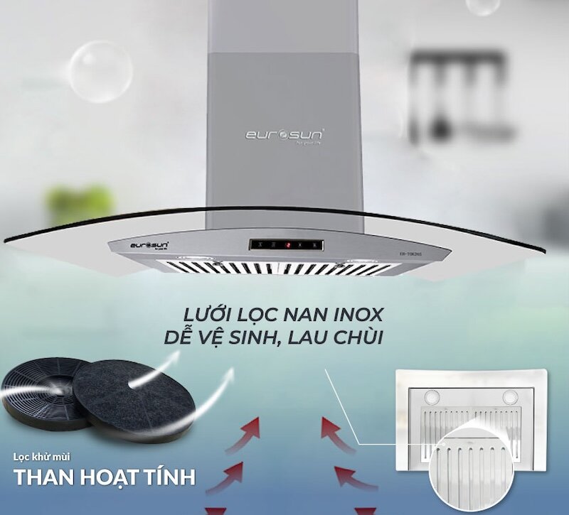 Máy hút mùi Eurosun EH-70K26S thiết kế tinh tế, chức năng vượt trội