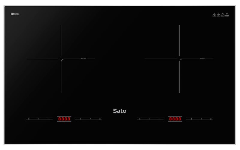 Compare the similarities and differences between the Bosch PXJ675DC1E induction cooker and the Sato SIH265 N1.3 (B)