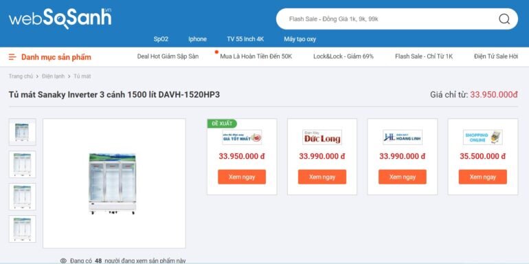 Giá tủ mát Sanaky DAVH-1520HP3 bao nhiêu tiền?