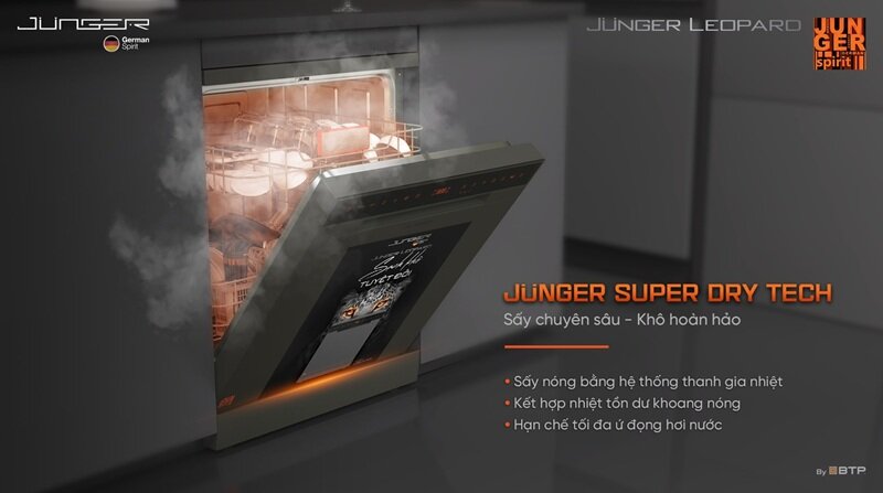 Máy rửa bát 15 bộ Junger DWJ-163-MS chinh phục người dùng nhờ loạt tính năng ấn tượng
