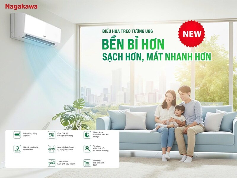 Nagakawa NS-C09R2U86 giá 4,1 triệu đồng, điều hòa 9000 BTU tốt cho phòng dưới 15m2