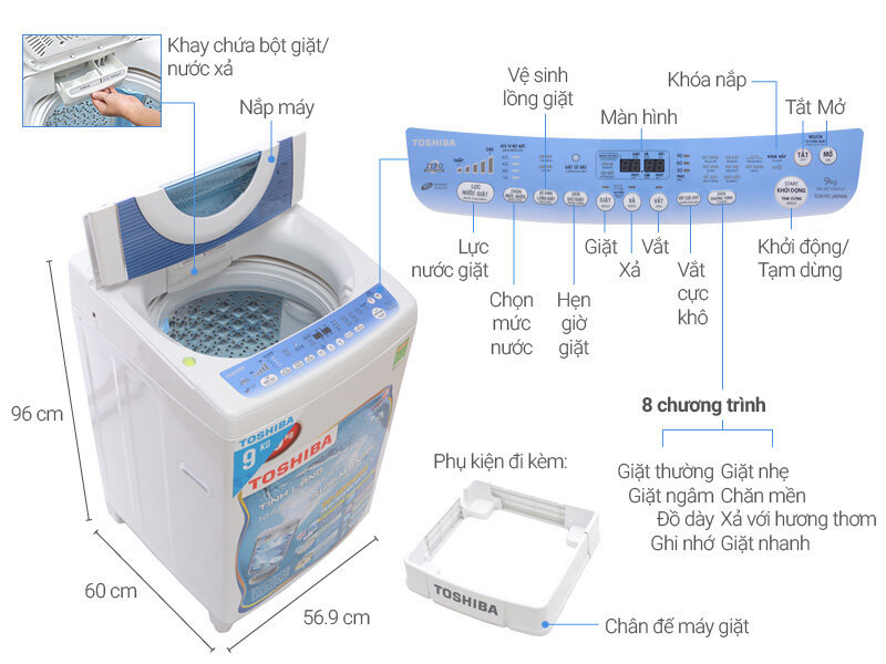 Máy giặt Toshiba 8.2 kg AW-F920LV WB