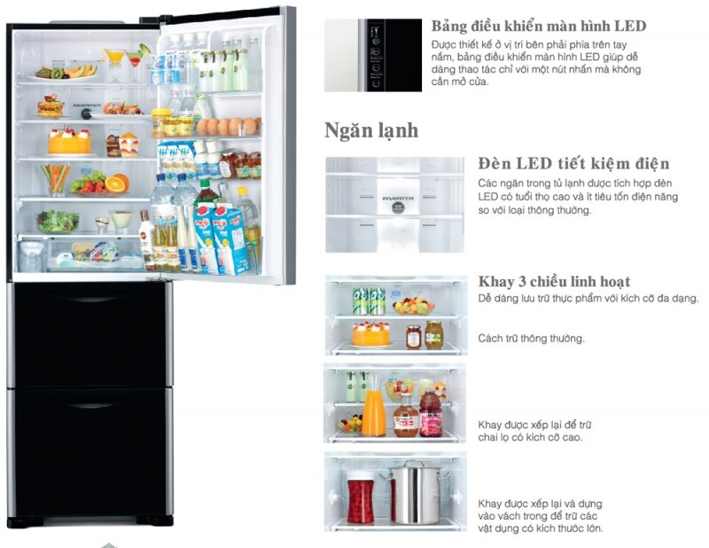 Tủ lạnh 3 cánh Hitachi sở hữu nhiều tính năng nổi bật