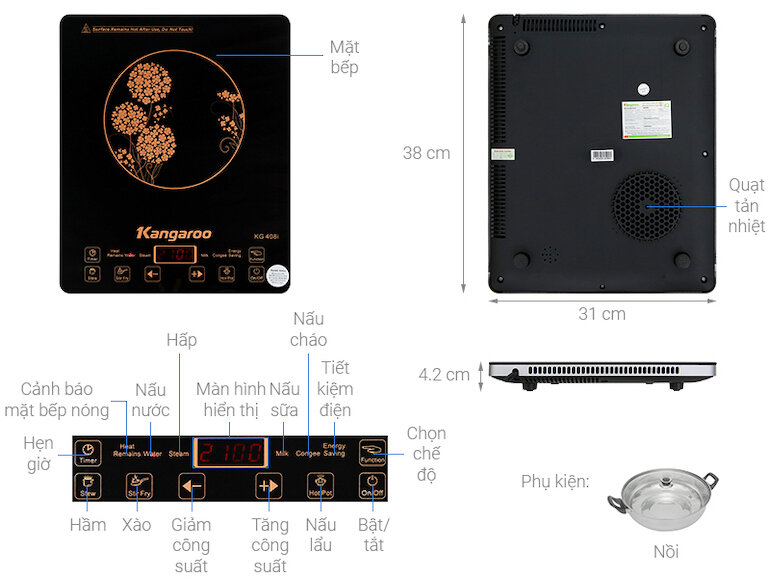 Ưu điểm của bếp từ kangaroo kg408i