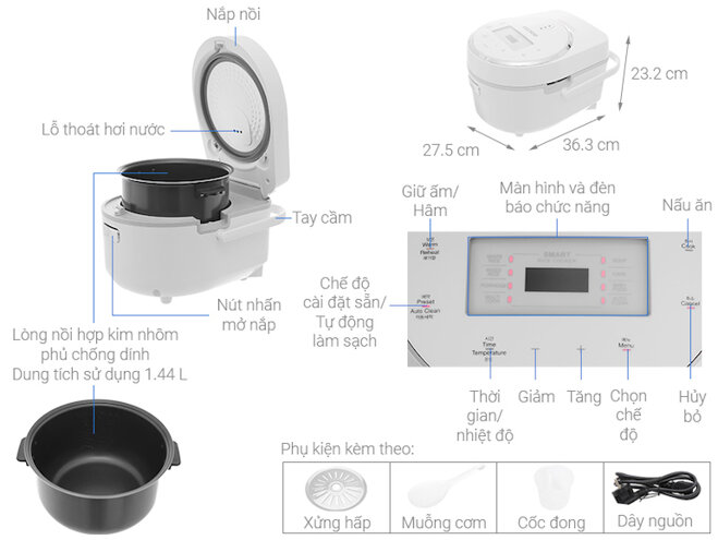 Nồi cơm điện tử Cuckoo CR-0810F nấu cơm tơi xốp, chín đều, giữ ấm được lâu nhờ công nghệ nấu 3D và Fuzzy Logic.