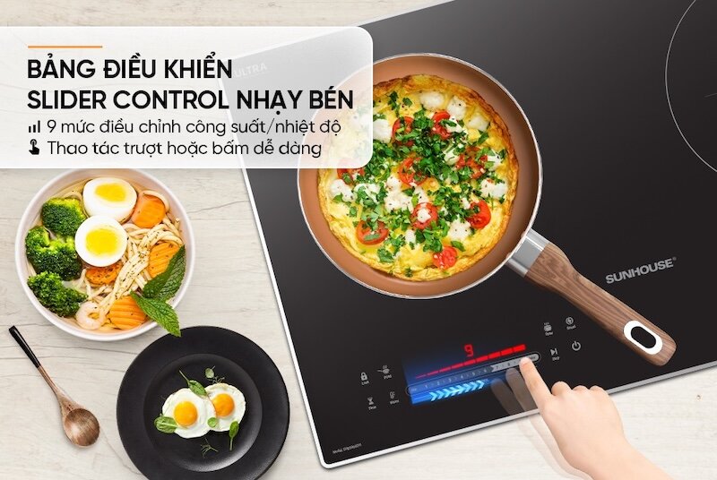 Bếp từ Sunhouse SHB5999DH thiết kế bảng điều khiển Slider Control tiện lợi