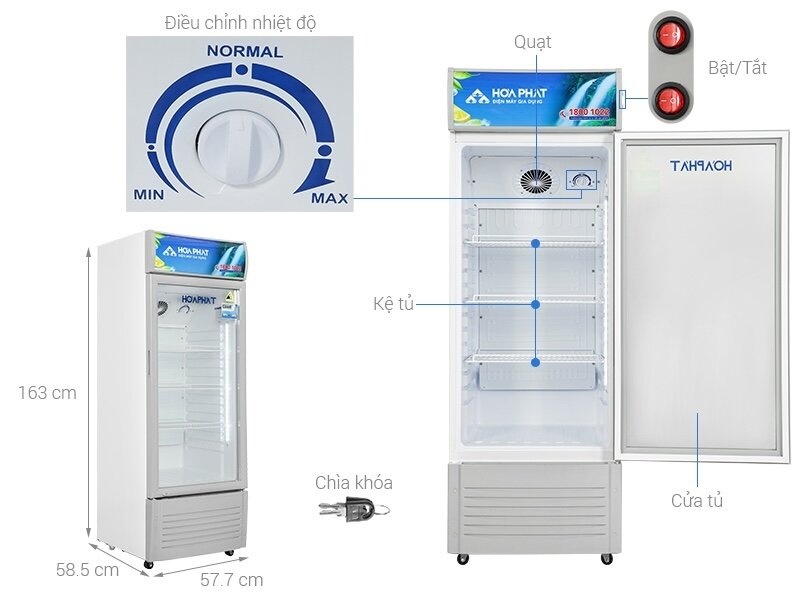 Tìm hiểu các đặc điểm nổi bật của tủ mát Hòa Phát 1 cánh 195 Lít HSR S6195