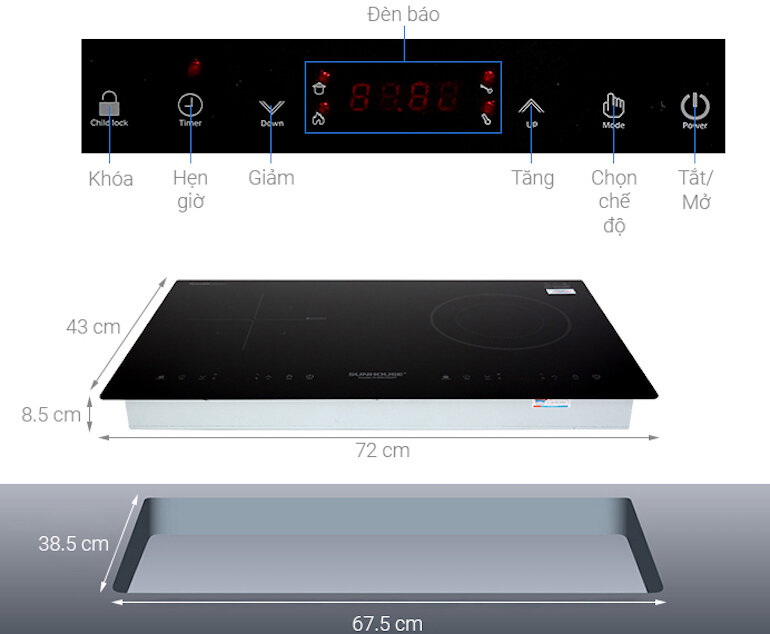 Các tính năng nổi bật của bếp điện từ hồng ngoại Sunhouse SHB9105MT