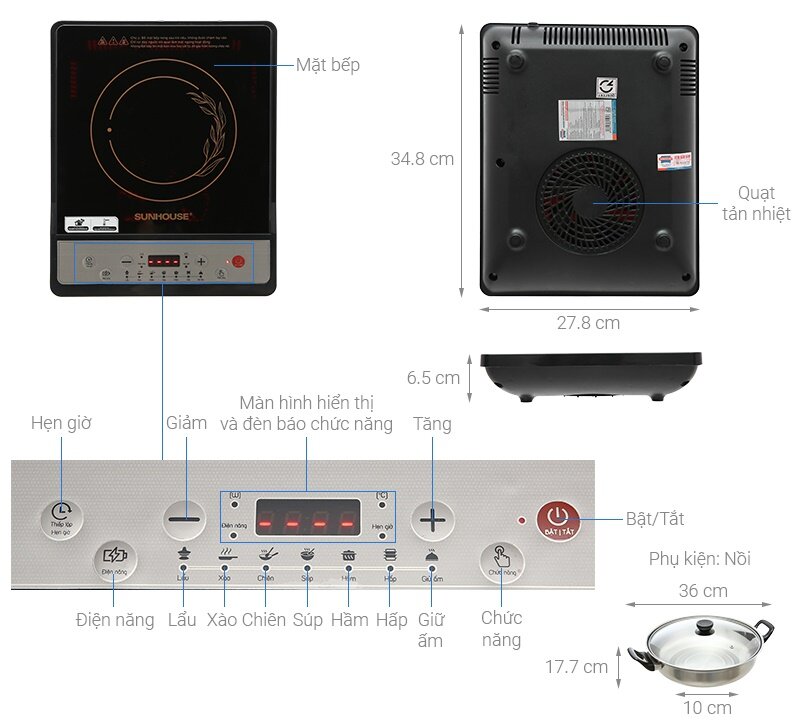 Bếp từ đơn Sunhouse SHD6159 giá chỉ 630K mà chất lượng xuất sắc