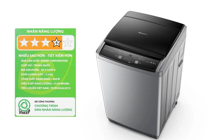 Sharp ES-Y75HV giá chỉ 3,16 triệu đồng, máy giặt cửa trên tiết kiệm điện, hợp gia đình ít người