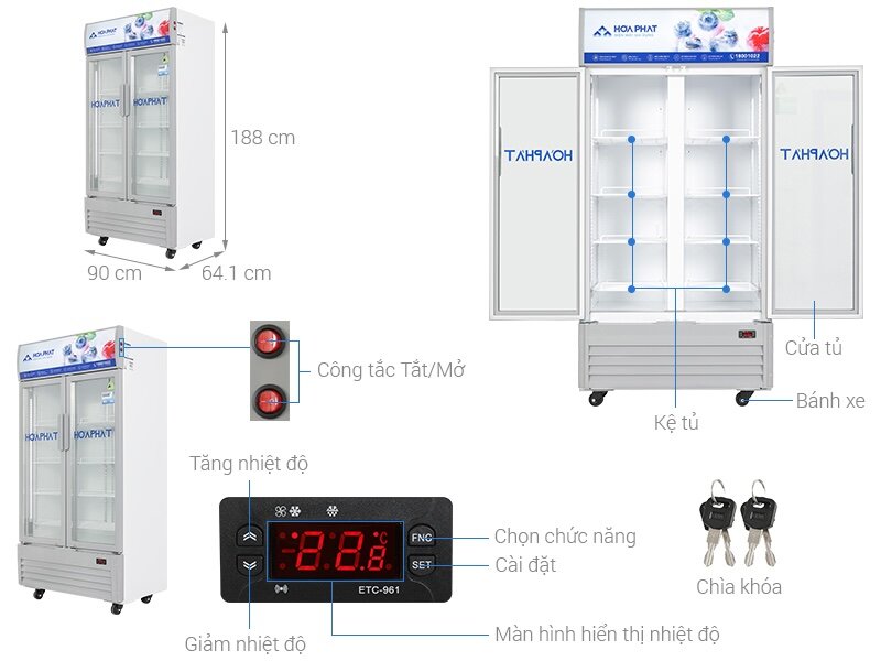Tủ mát Hòa Phát 526 lít HSR D6526 bảo quản thực phẩm luôn tươi ngon