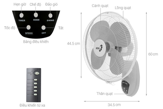 Quạt treo tường Asia L16022-XV0