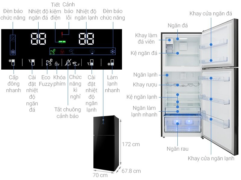 Tủ lạnh Beko Inverter 392 lít RDNT440E50VZGB: Tiết kiệm điện, bảo quản thực phẩm tươi ngon
