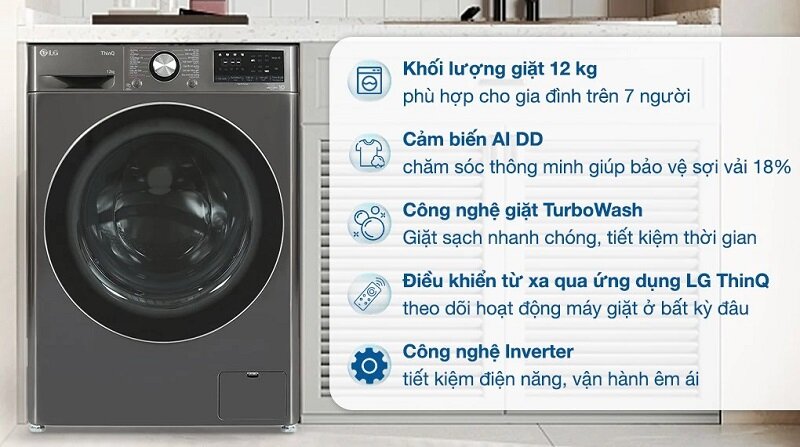 TOP 6 máy giặt LG 12kg chất lượng đáng mua năm 2025