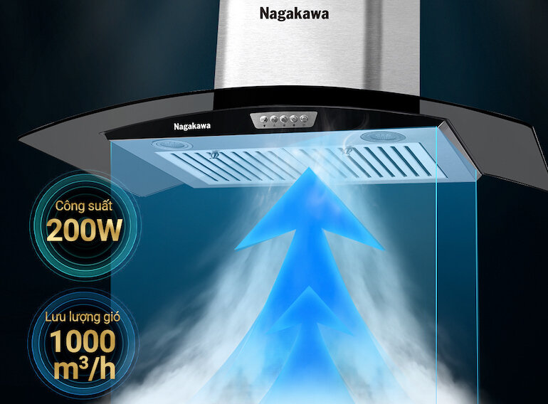 Máy hút mùi Nagakawa NAG1857 có công suất hoạt động mạnh