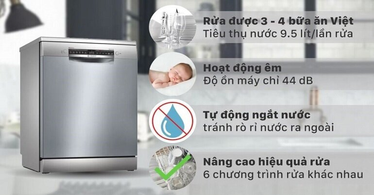 Đa dạng tính năng ở máy rửa bát Bosch 14 bộ SMU6ZCS00E