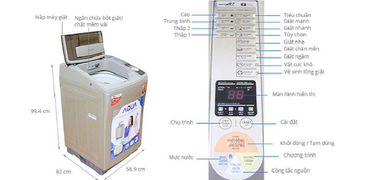 máy giặt 9kg Aqua AQW-D90CT.S